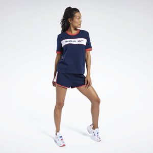 Reebok Classic Linear T Shirt Damen - Navy - DE 307-IYM